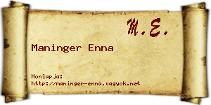 Maninger Enna névjegykártya